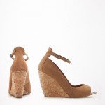 Sandal nữ VNXK CORK WEDGES BERSHKA màu nâu DX42