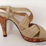 Sandal nữ VNXK CAFENOIR đế cao màu be X59